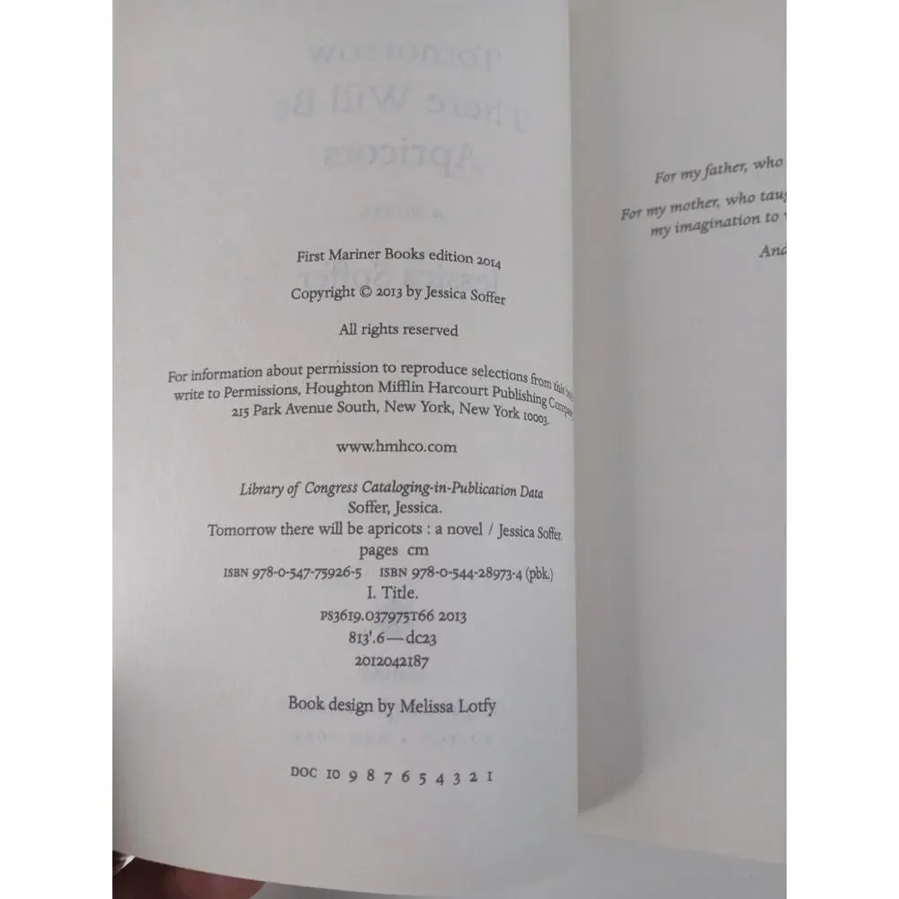 Tomorrow There Will Be Apricots Jessica Soffer 2013 Paperback Cooking
